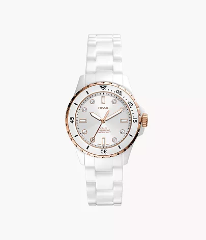 Fossil Uhr FB-01 3-Zeiger-Werk Keramik weiß
