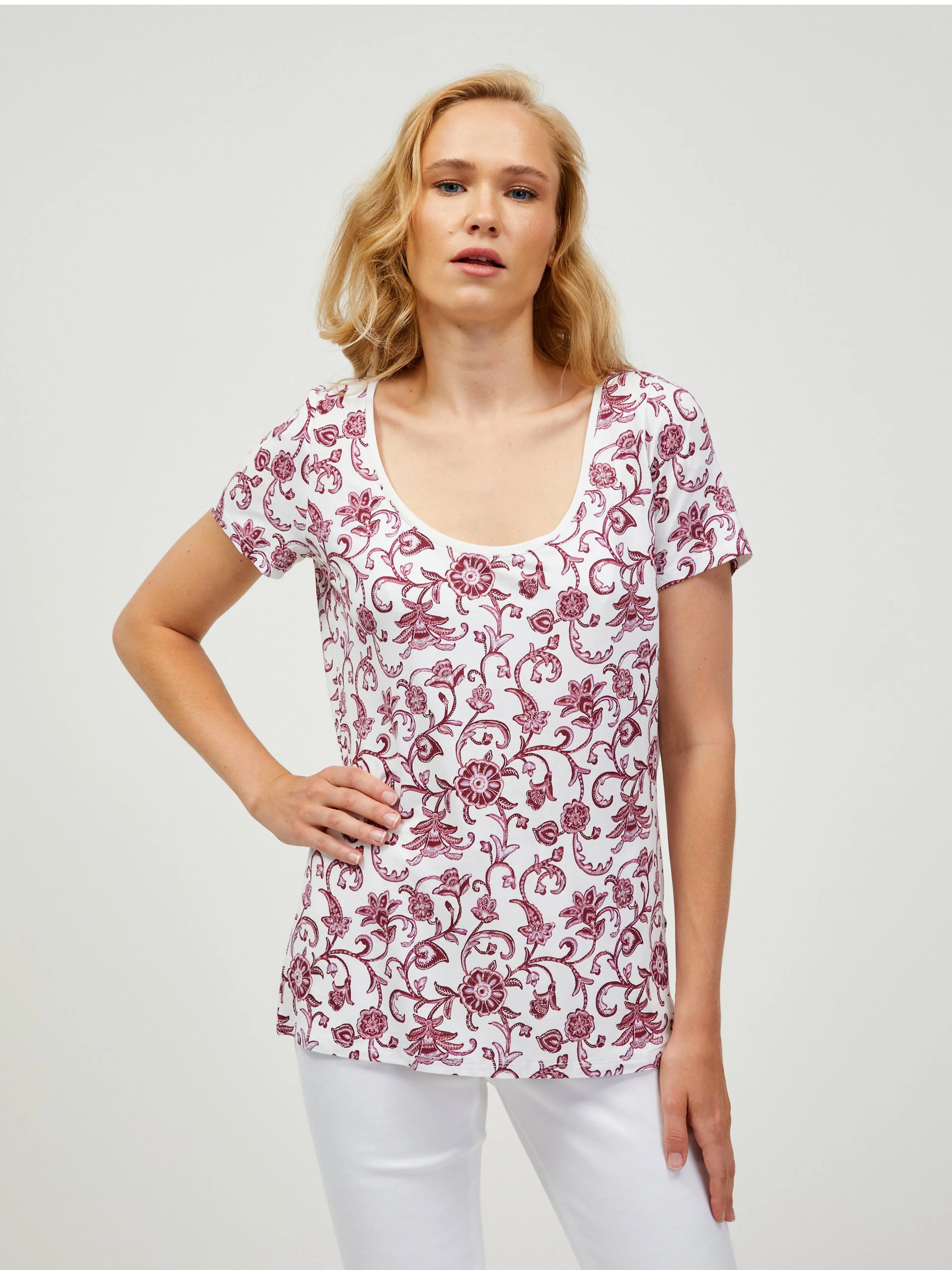 Wein-weiß gemustertes T-Shirt ORSAY