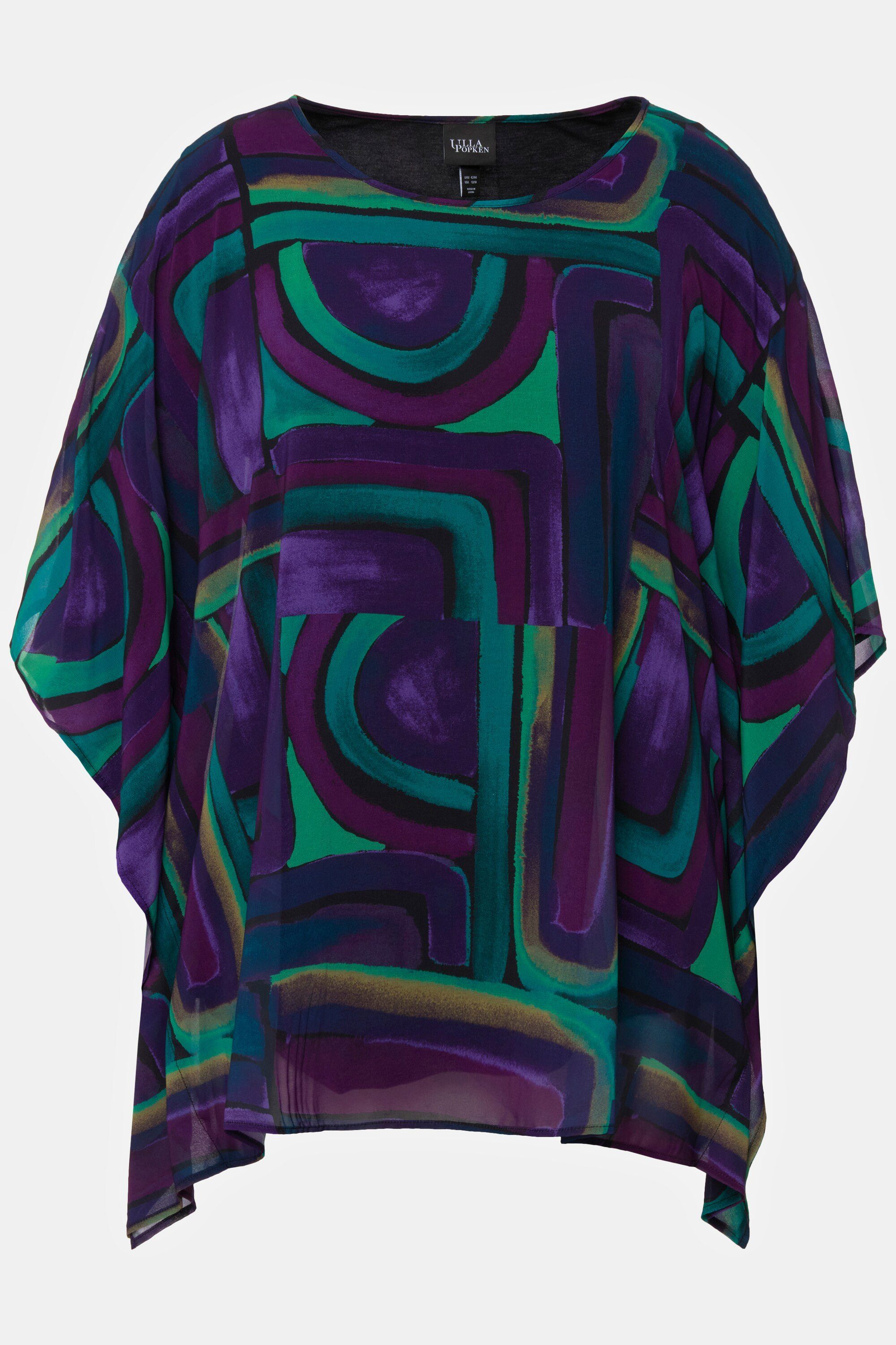 Ulla Popken Tunika Chiffon-Tunika Lagenoptik Oversized Rundhals