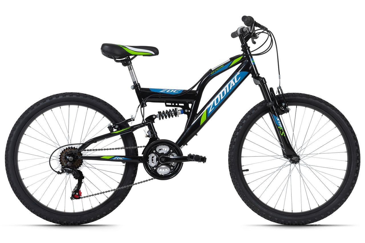 KS Cycling Kinder-Mountainbike Fully 24'' Zodiac schwarz-grün RH 38 cm