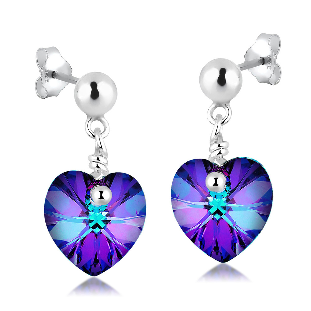 Elli Elli Boucles d'Oreilles Ohrhänger Herz Kristalle 925 Silber Boucles d'oreilles