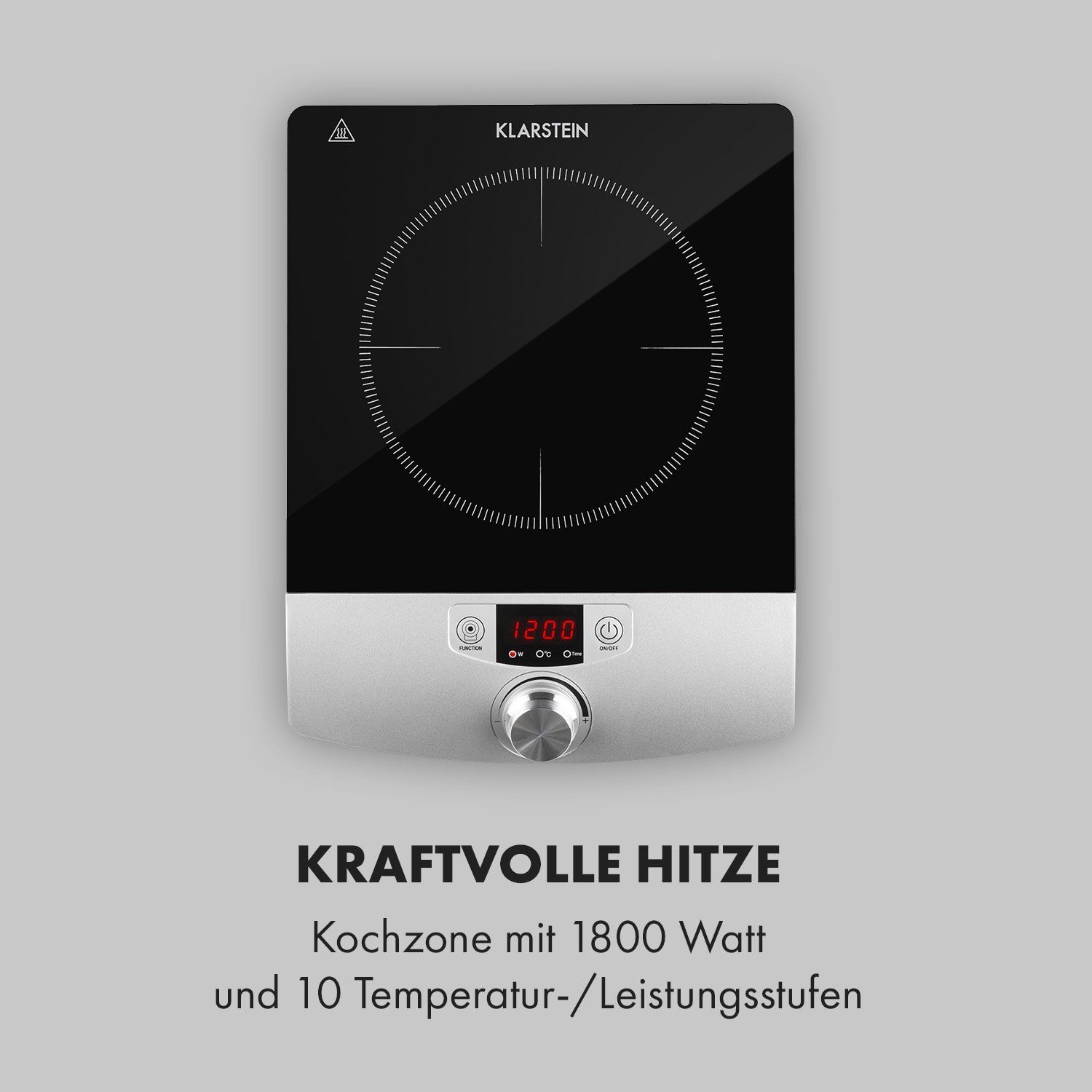 Klarstein Induktions-Kochfeld VariCook Single Einzel-Induktions-Kochfeld 1800W Timer 240°C CP3-VARICOOK SINGLE, Kochfeld 1 Zonen Glaskeramik Elektrokochfeld