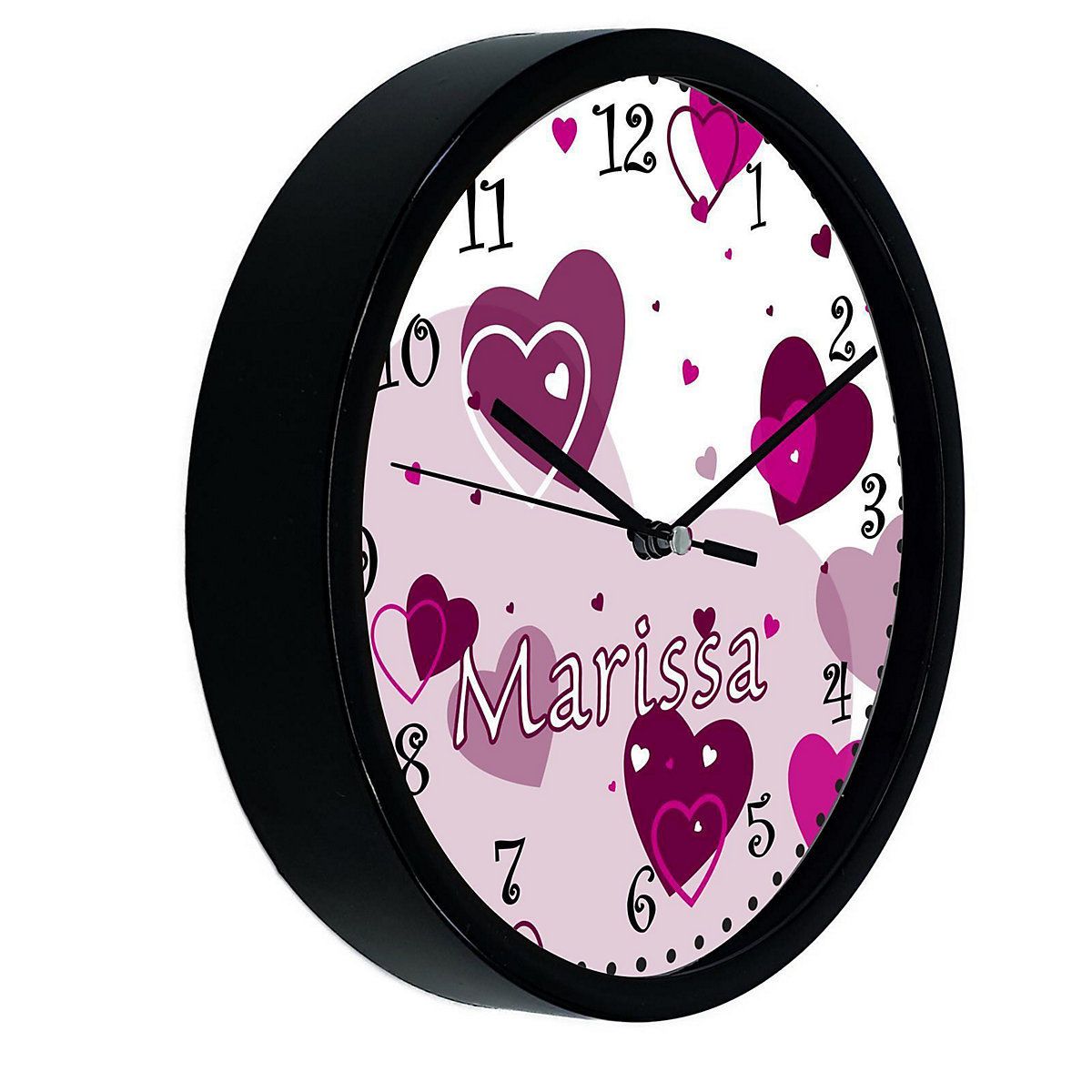 Kinder Wanduhr personalisiert mit Name Herz Brombeere