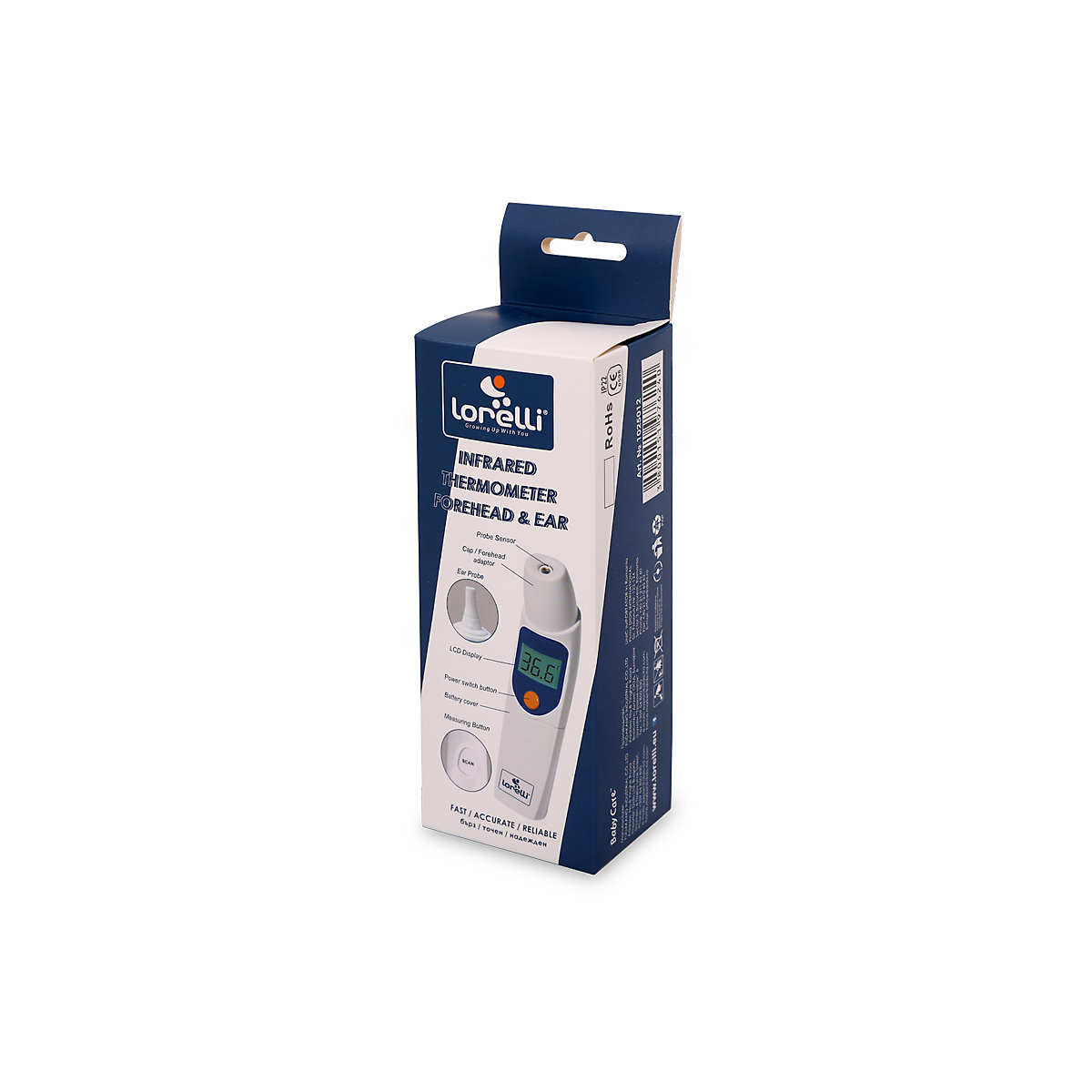Infrarot Thermometer für Stirn und Ohr, LCD-Display, Aufbewahrungsbox Fieberthermometer