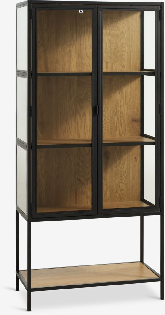 TRAPPEDAL 2-türige Vitrine in Eiche/Schwarz