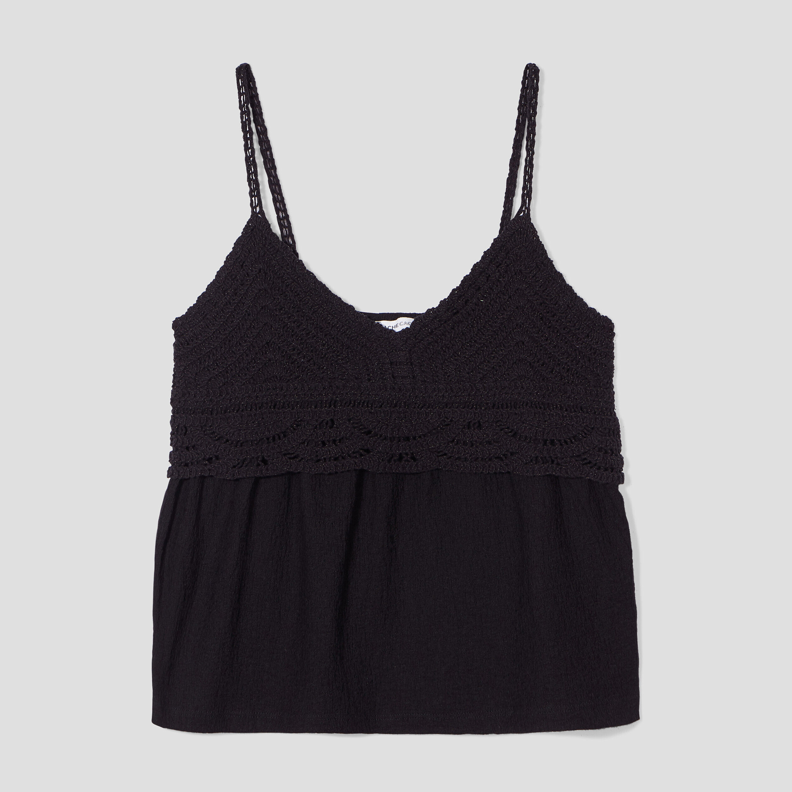 Débardeur col aspect crochet noir femme | Cache Cache