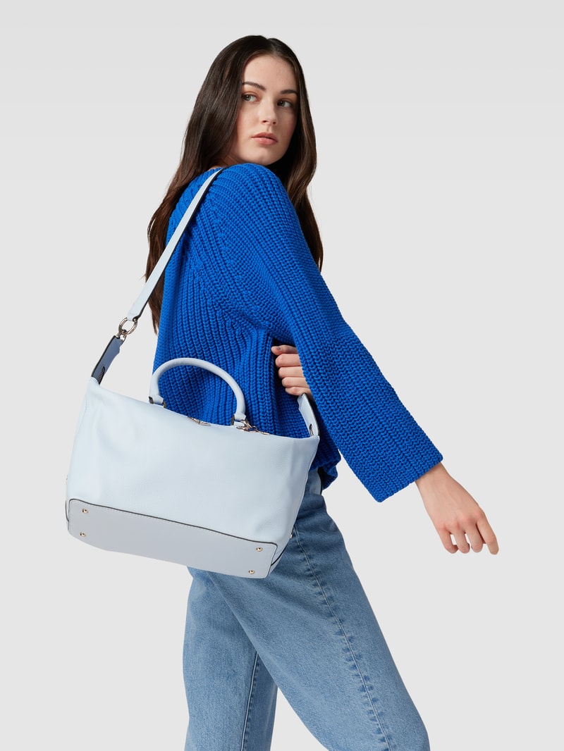 Handtasche mit Label-Detail Modell 'KERSTI' in hellblau