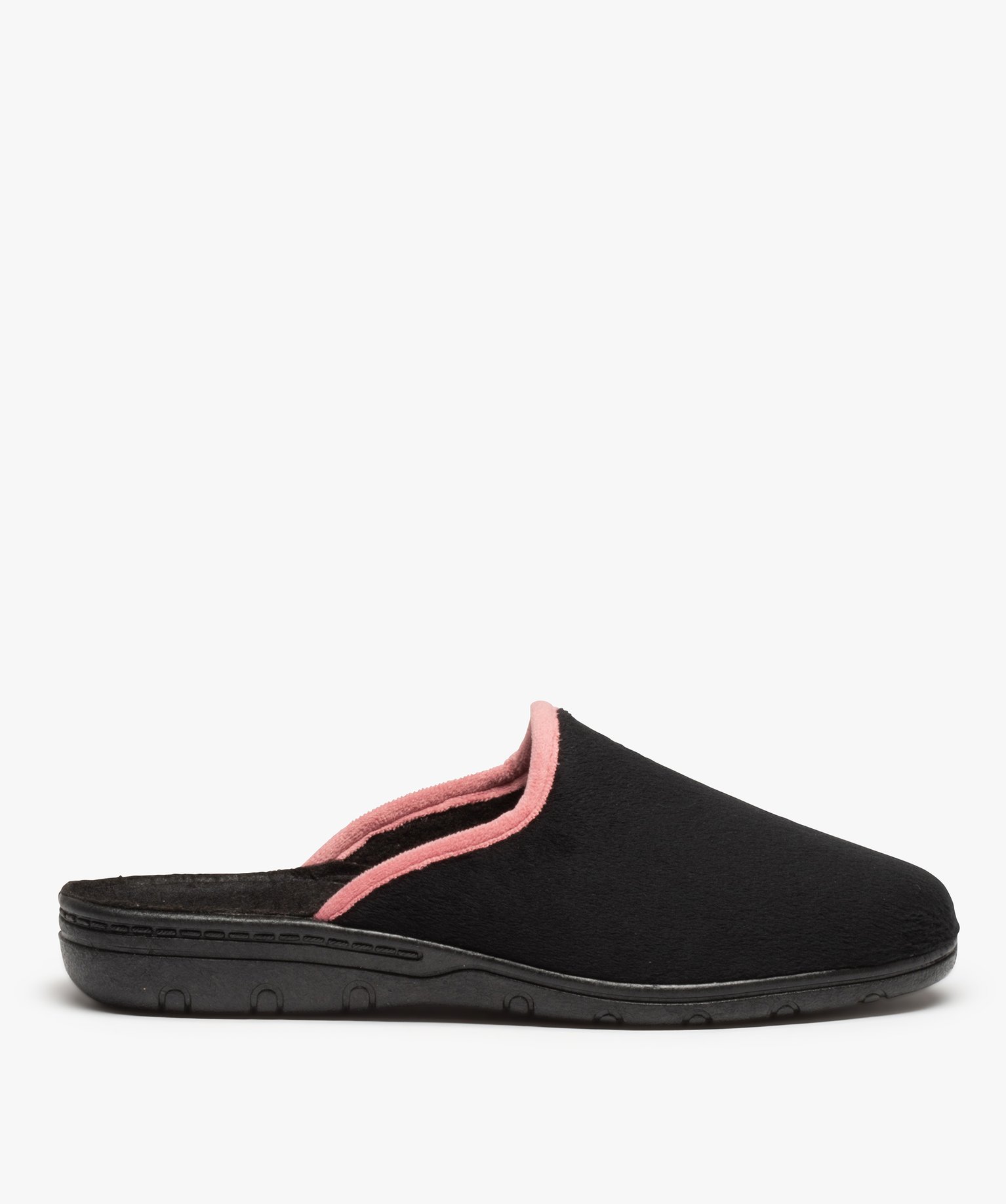Chaussons femme confort mules en velours ras uni noir | GEMO
