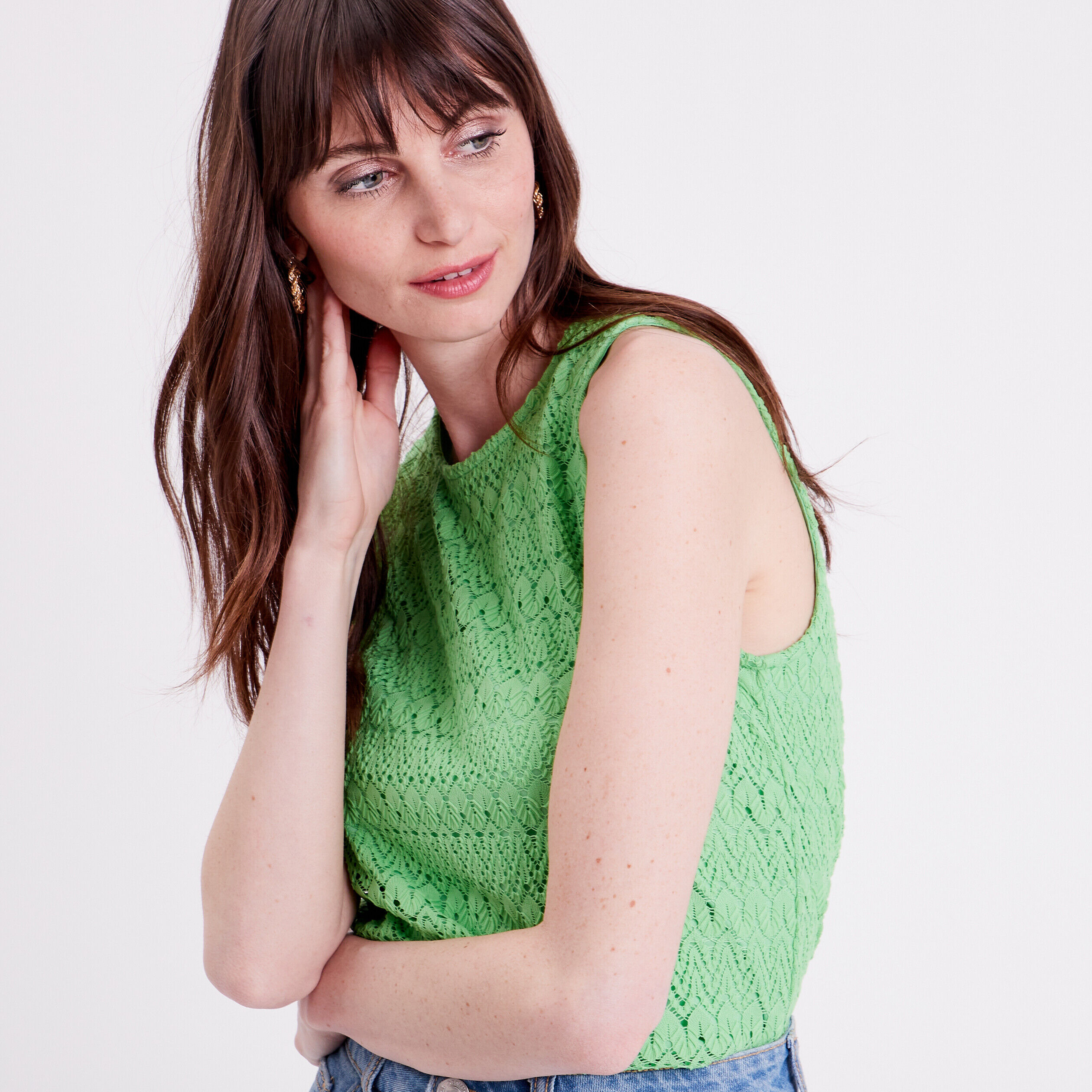 Débardeur aspect crochet vert clair femme | Cache Cache