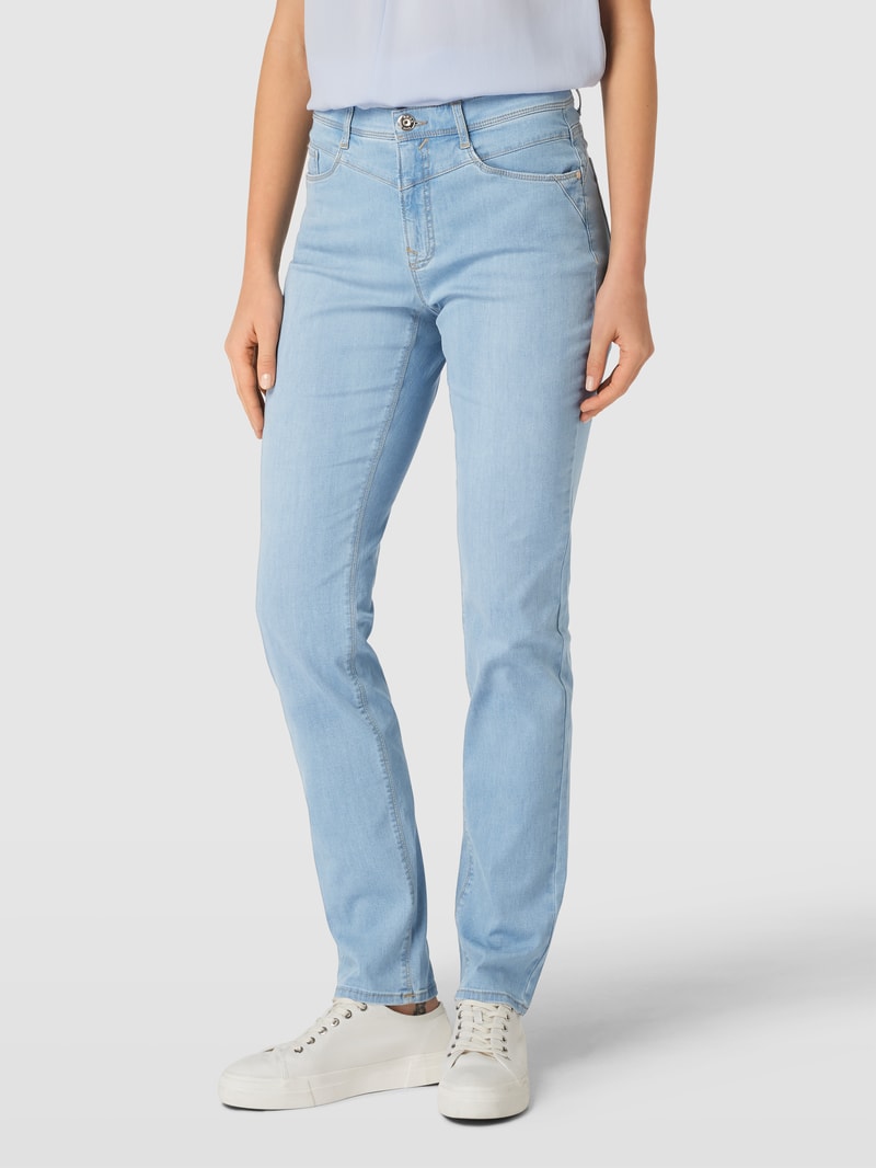 Jeans mit Label-Patch Modell 'Mary' in hellblau
