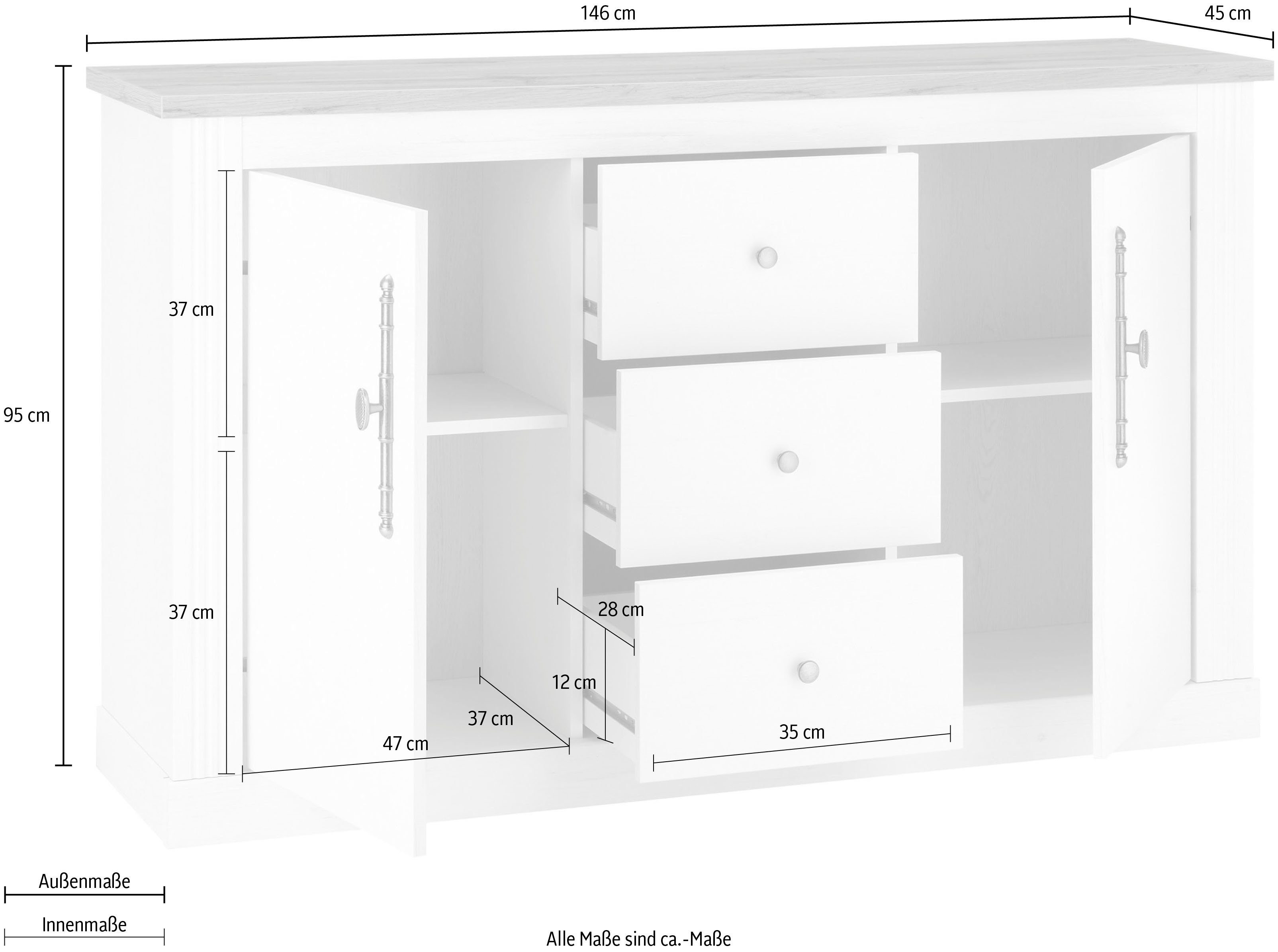 Home affaire Sideboard WESTMINSTER, Breite ca. 146 cm
