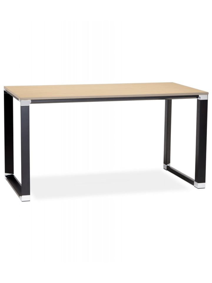 KADIMA DESIGN Gerader Schreibtisch XLINE aus Holz Metall | 160x80x74 cm in Beige-Schwarz günstig kaufen