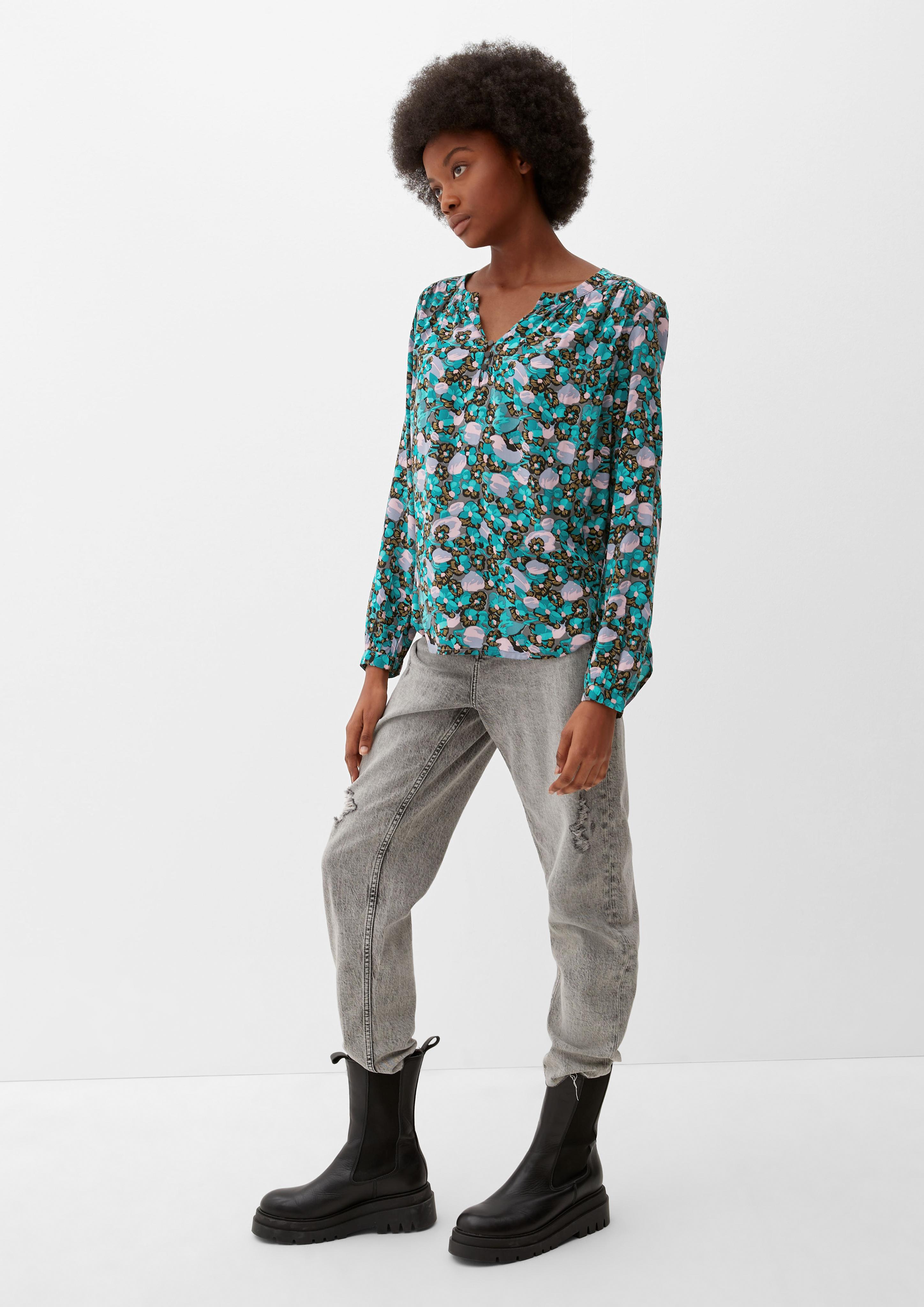 Viskosebluse mit Alloverprint  2117729-52A2