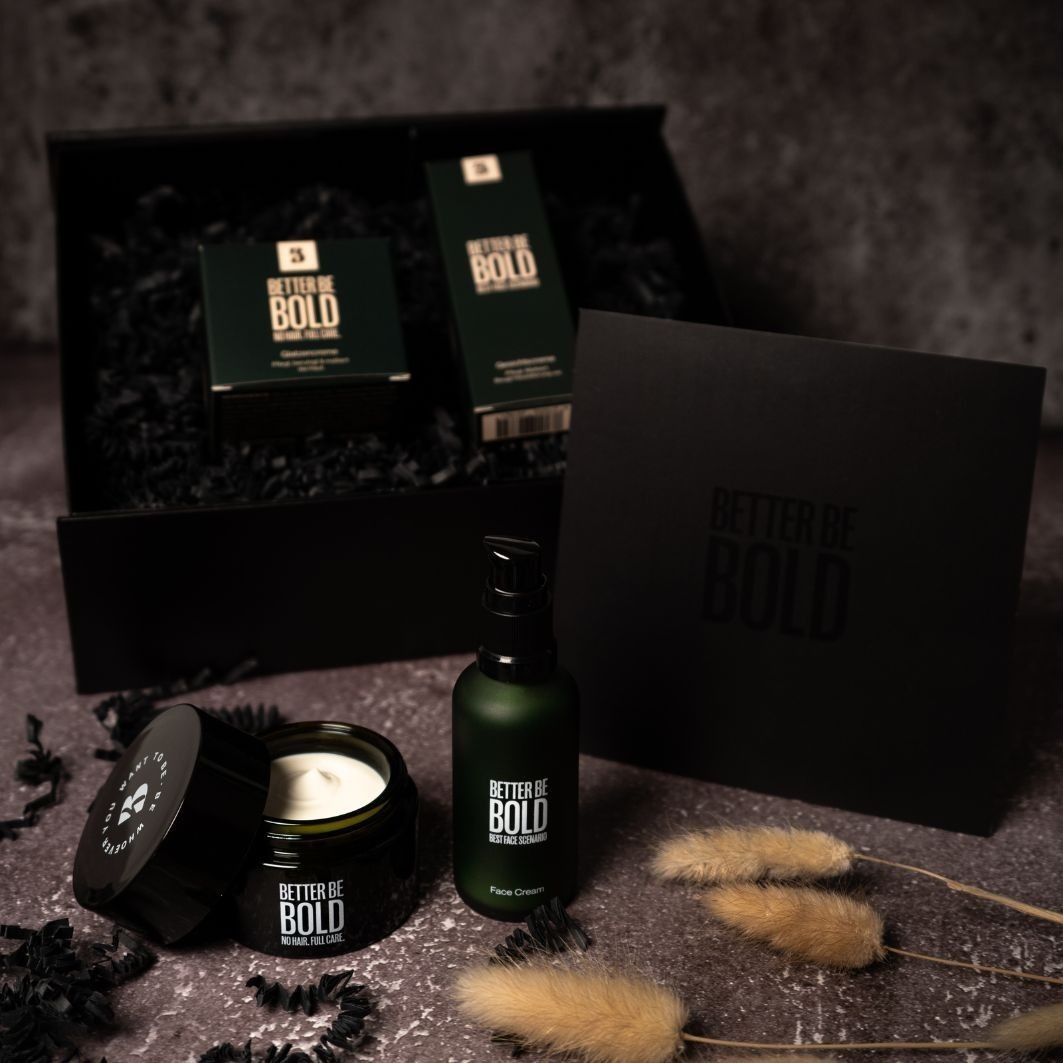 Geschenkbox für glückliche Glatzenträger