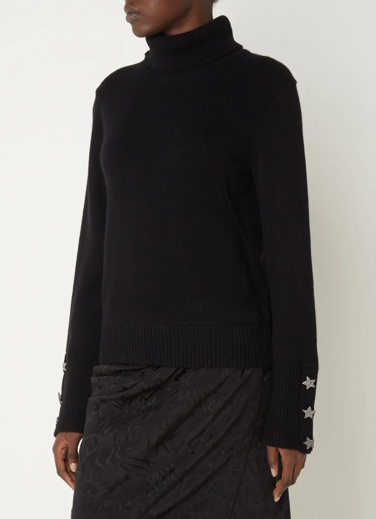 Gola alta de cashmere de malha fina Zadig&Voltaire com botões decorativos.