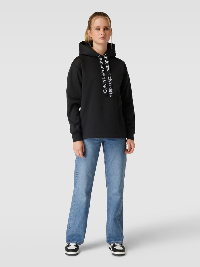 Hoodie mit Label-Details in black