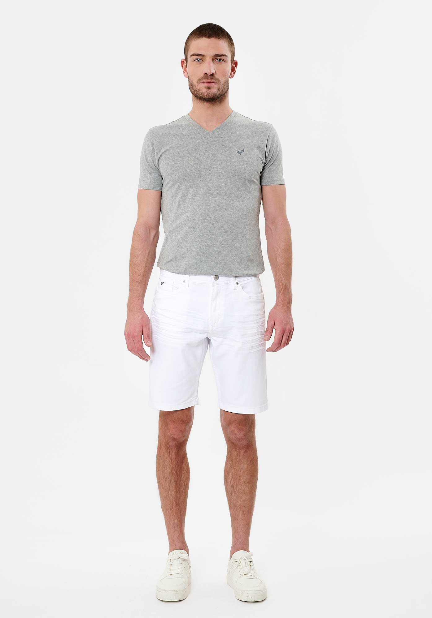 ATLAS  Bermuda en jean blanc Homme