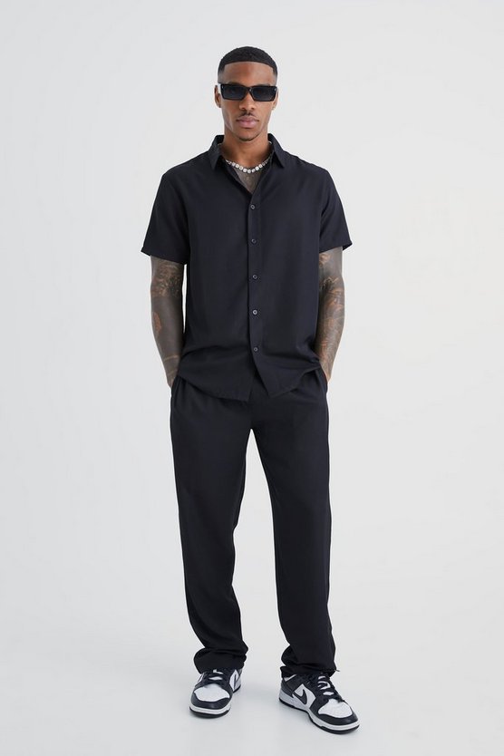 Kurzärmliges smartes Twill-Hemd & Hose
