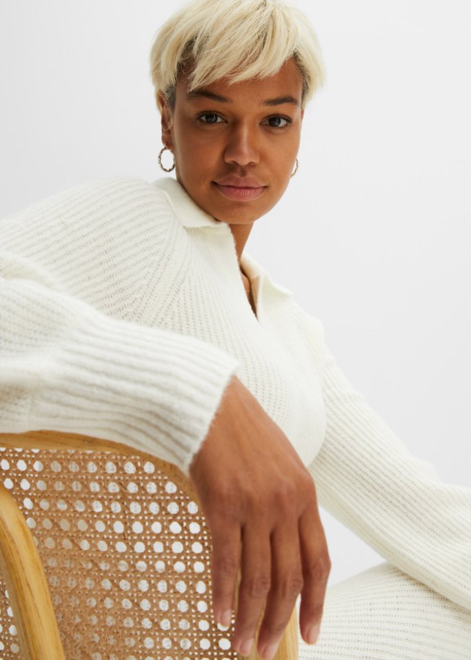 Strickkleid mit V-Ausschnitt und Gürtel (2-tlg. Set)