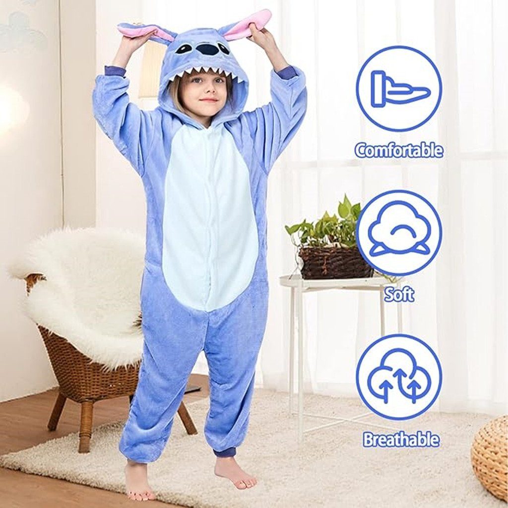 XDeer Schlafoverall Kinder Onesie Jumpsuit,Pyjamas Kigurumi,Tier Schlafoverall Pyjama Kleidung Fleece Overalls Fleece Nachtwäsche
