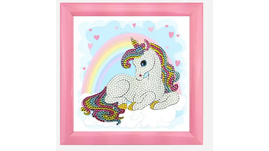 Craft Buddy - Crystal Art Diamond Painting Frameables Regenbogen Einhorn 18 x 18 cm