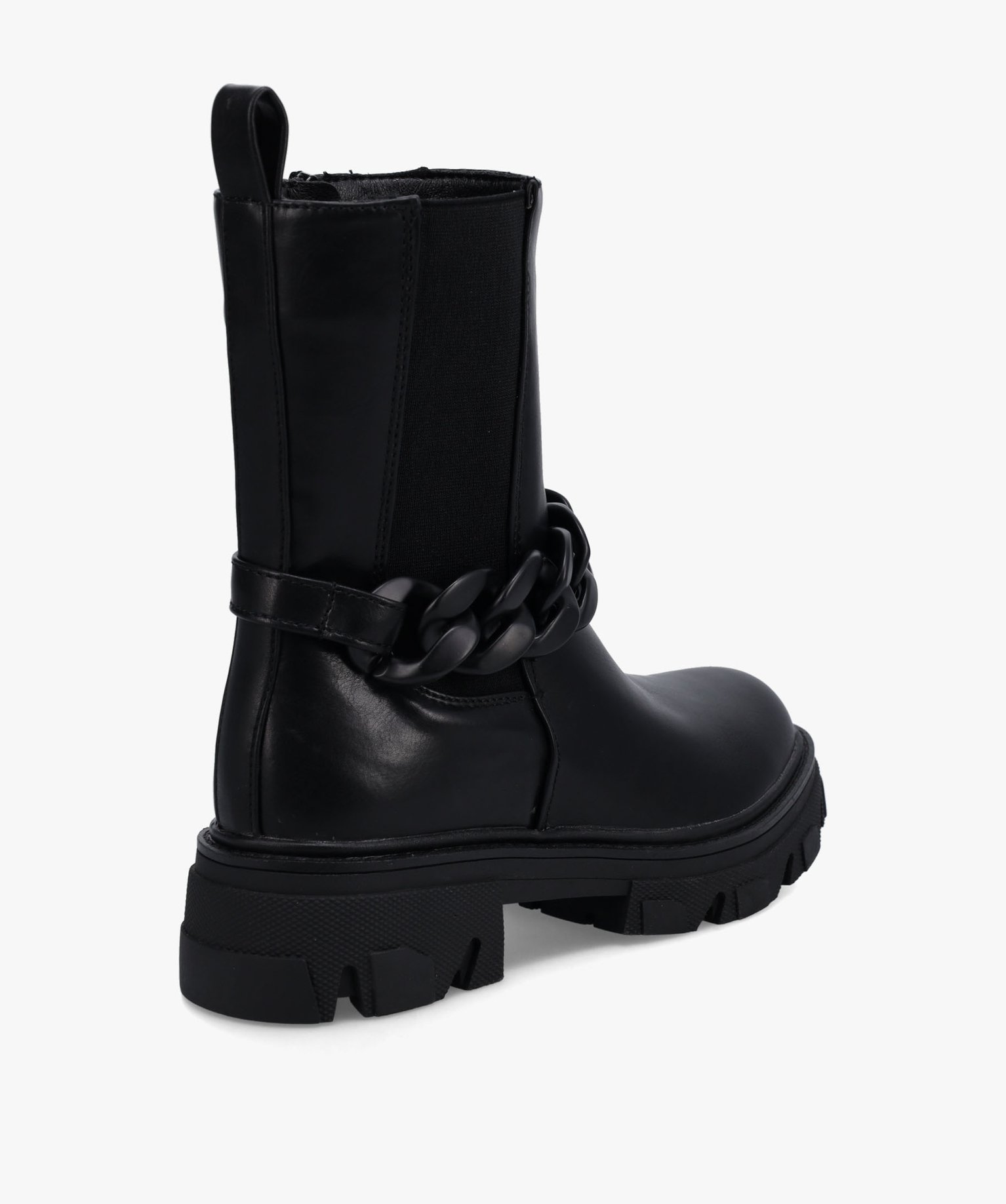 Boots femme à semelle crantée et chaine décorative – Cl... noir | GEMO