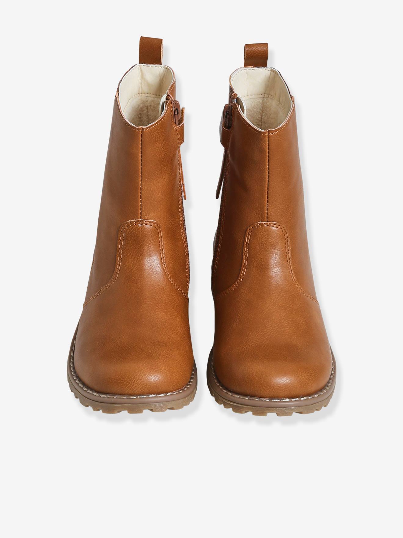 Bottes fantaisie fourrées fille marron