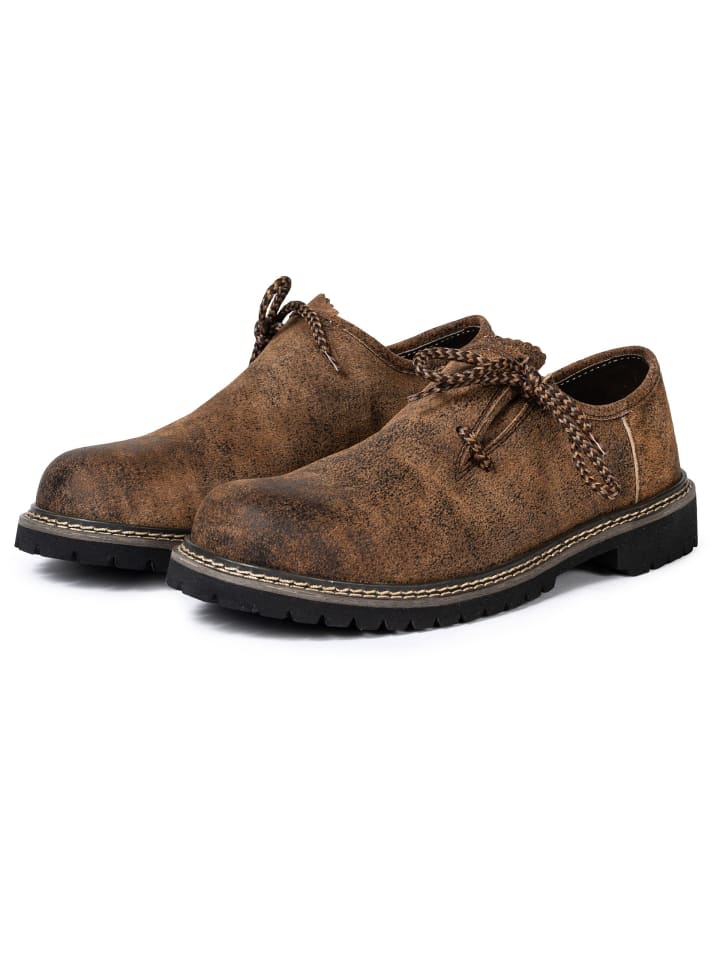 PAULGOS Haferlschuh Trachten Schnürschuh Echtleder ANTIK in Whiskybraun günstig kaufen