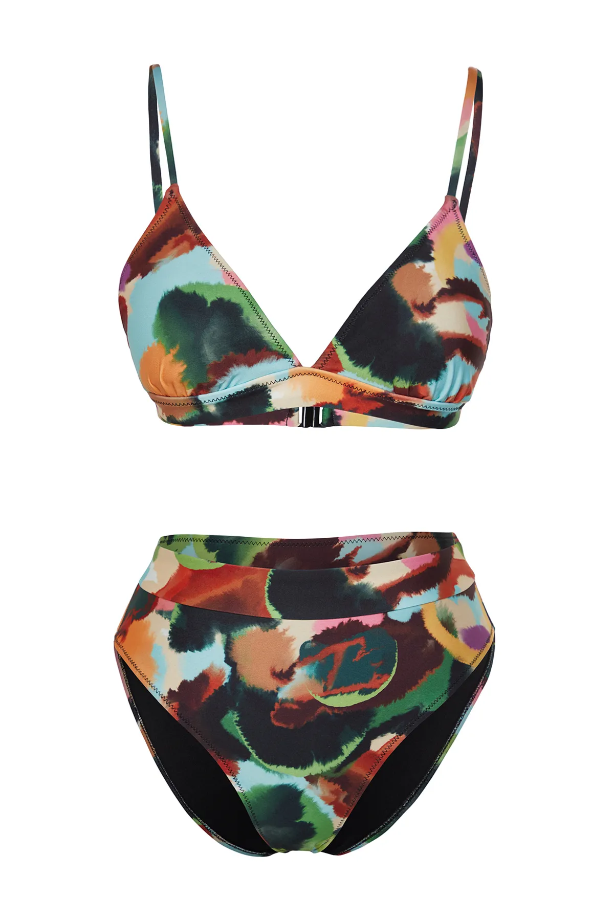 Trendyol Collection  Hipster-Bikini-Set mit abstraktem Muster, Dreieck, hoher Taille und hohem Beinausschnitt TBESS22BT0016