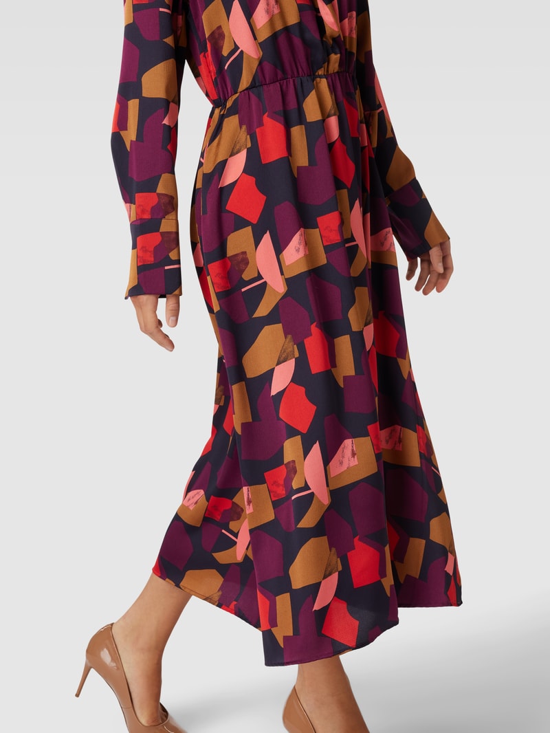 Midikleid mit V-Ausschnitt in rot