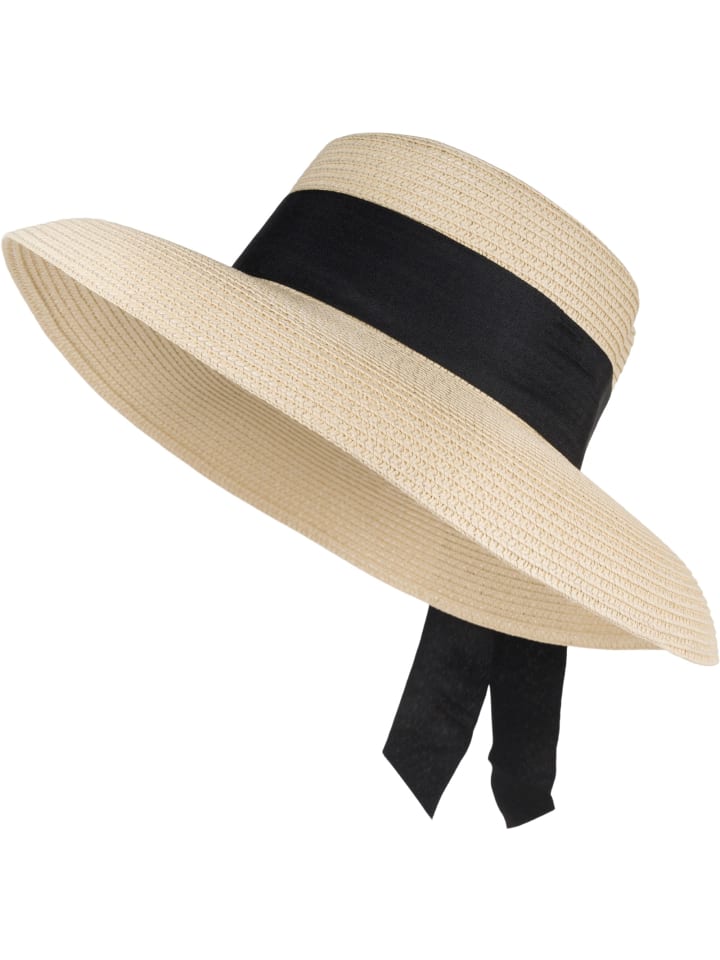 styleBREAKER Sonnenhut mit Zierband in Beige günstig kaufen onesize