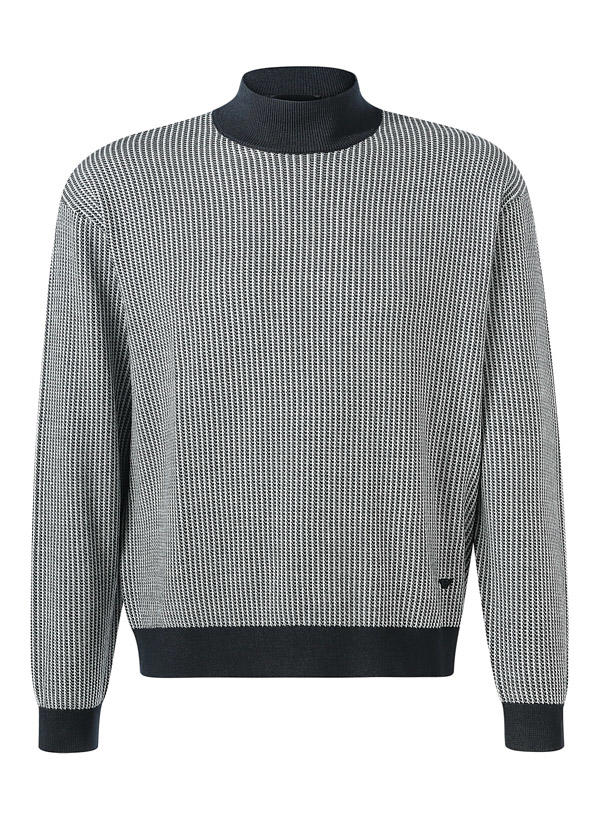 EMPORIO ARMANI, Stehkragenpullover, Schurwolle, navy gemustert
