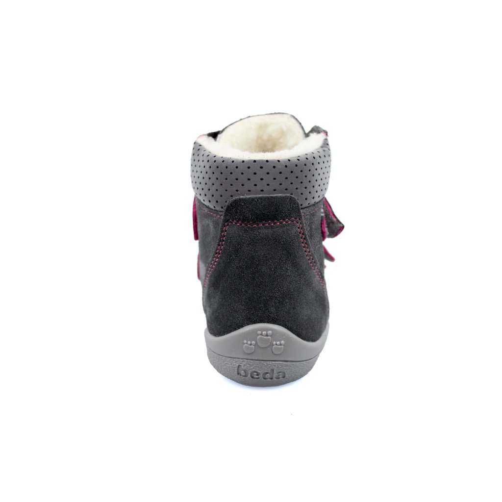Beda Isabel mit Membran und Hinterkappe (BF 0004/W/MK/OP) graue Winter-Barfußstiefeletten