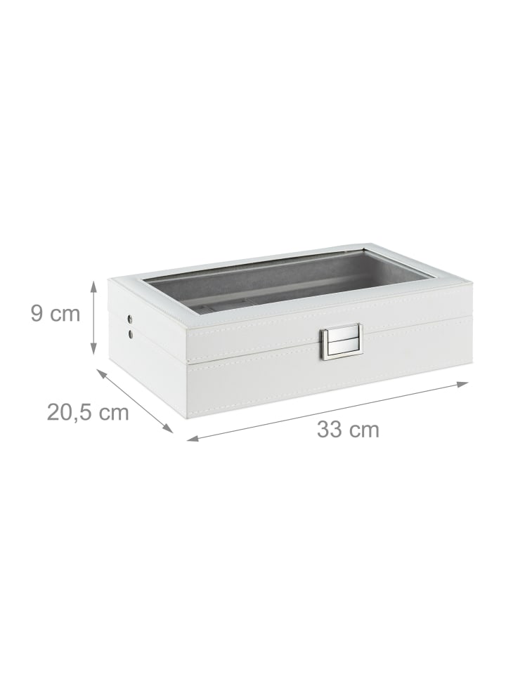 relaxdays Schmuckaufbewahrung in Weiß - (B)33 x (H)9 x (T)20,5 cm günstig kaufen onesize