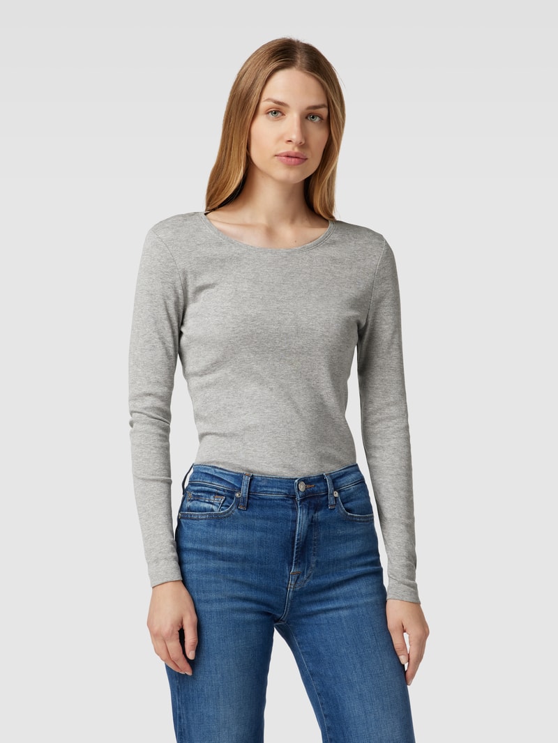 Longsleeve mit Rundhalsausschnitt in silber meliert