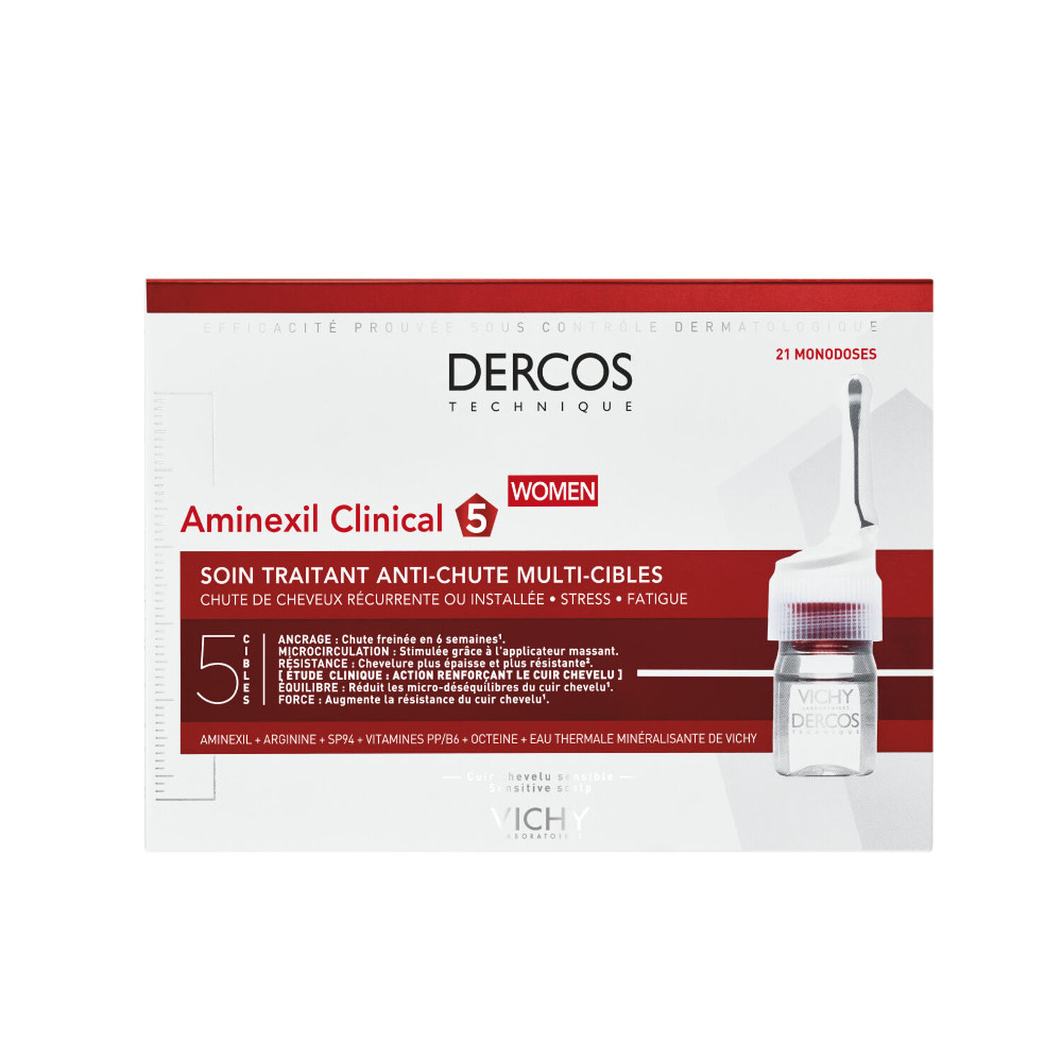 Vichy Dercos Technique Femme Soin Traitant Anti-Chute Global 21x6 ml