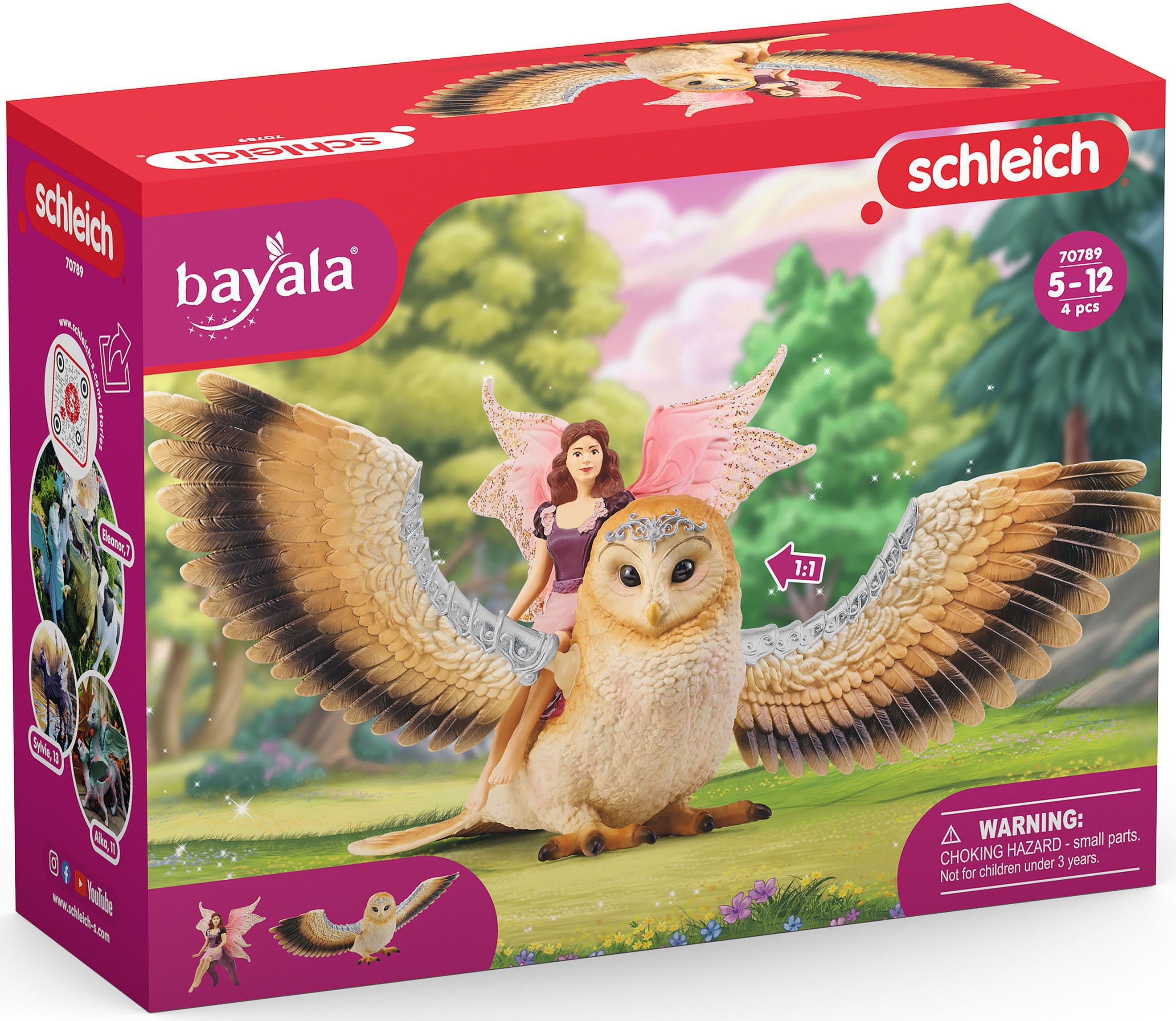 Schleich® Spielfigur BAYALA®, Elfe auf Glitzer-Eule V2 (70789)