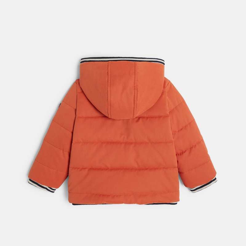Manteau matelassé doublé renard brodé orange bébé garçon