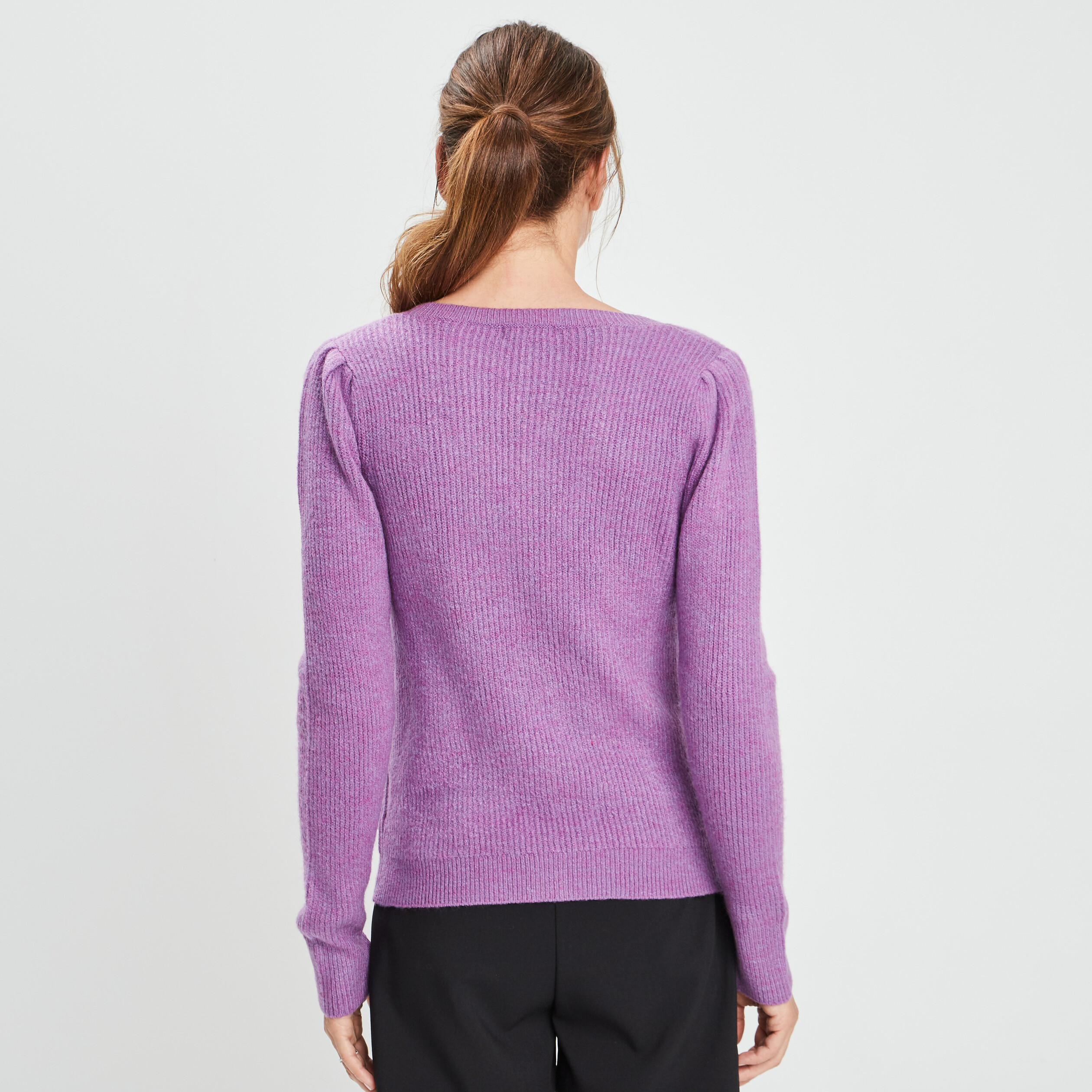 Gilet boutonné avec col en V violet femme | La Halle