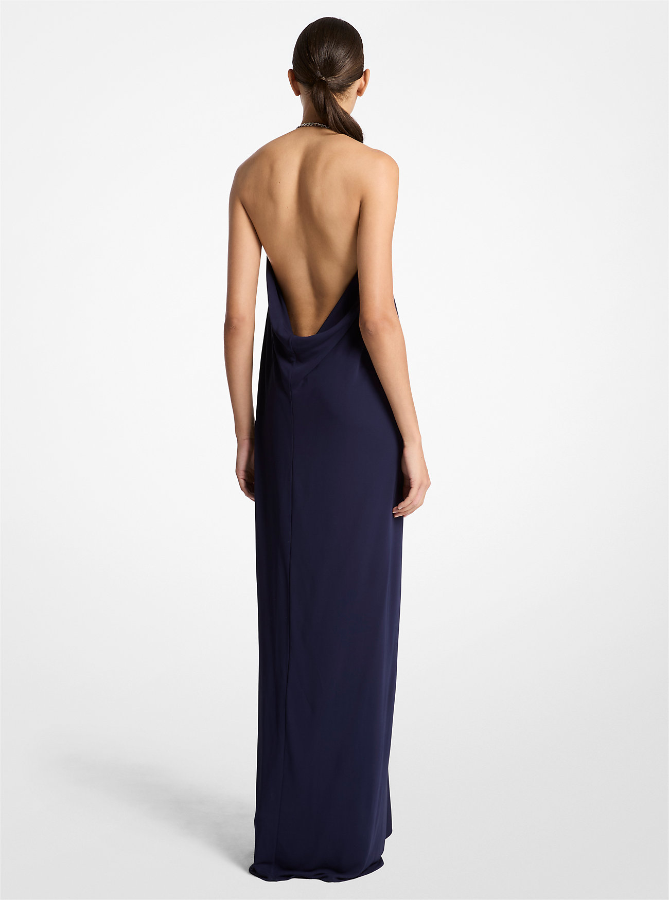 Crepe Jersey Necklace Gown - MARITIME