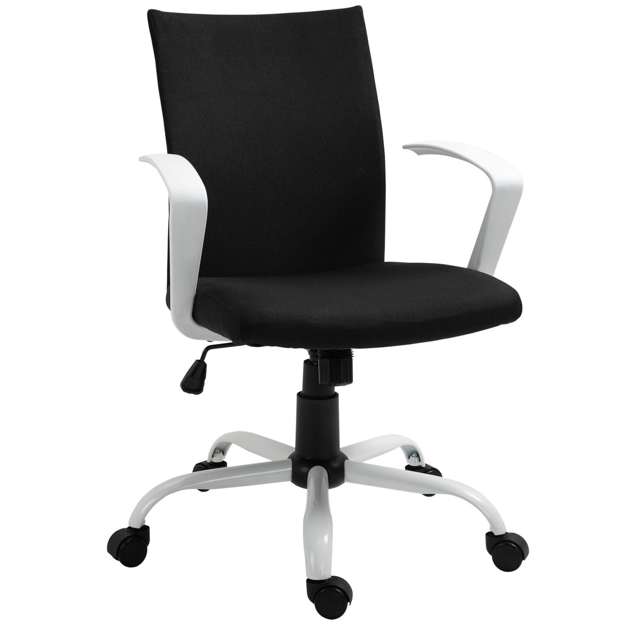 HOMCOM Bürostuhl Schreibtischstuhl Netzrückenstütze mit Wippenfunktion Kopflehne Home-Office-Stuhl höhenverstellbarer ergonomisch 360°-Drehräder Schaumstoff Nylon Schwarz 61 x 61 x 89-99 cm