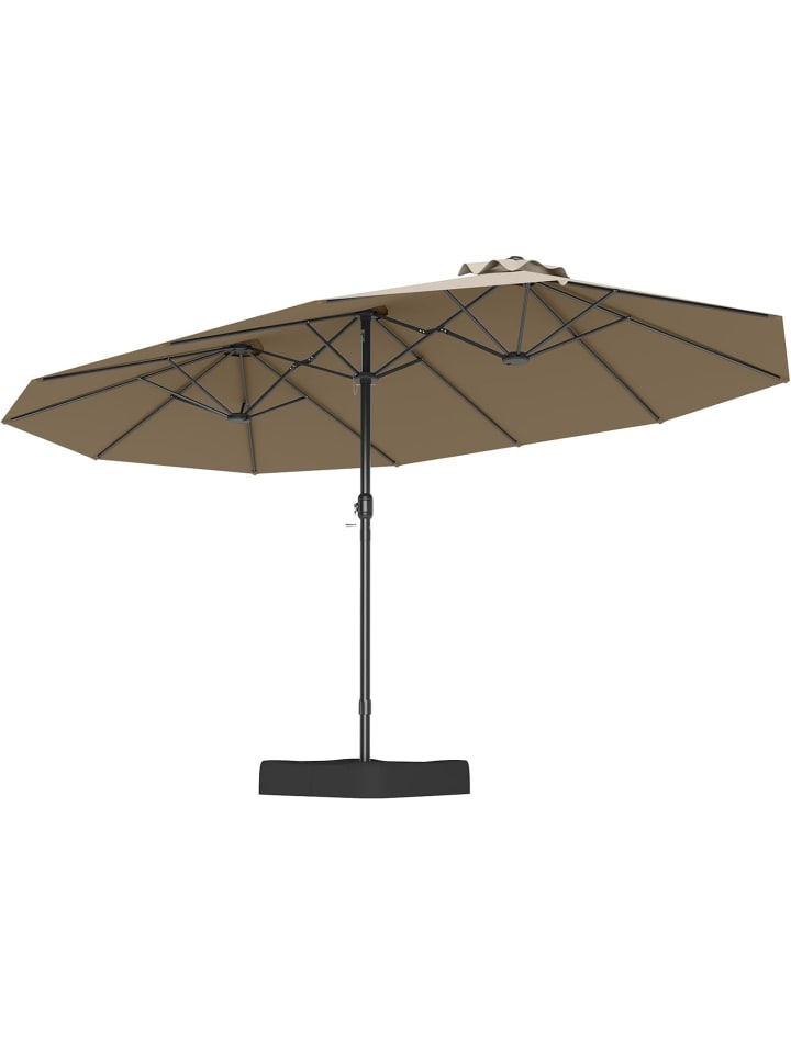 COSTWAY Doppelsonnenschirm mit Ständer 443 x 263 cm in Braun günstig kaufen onesize