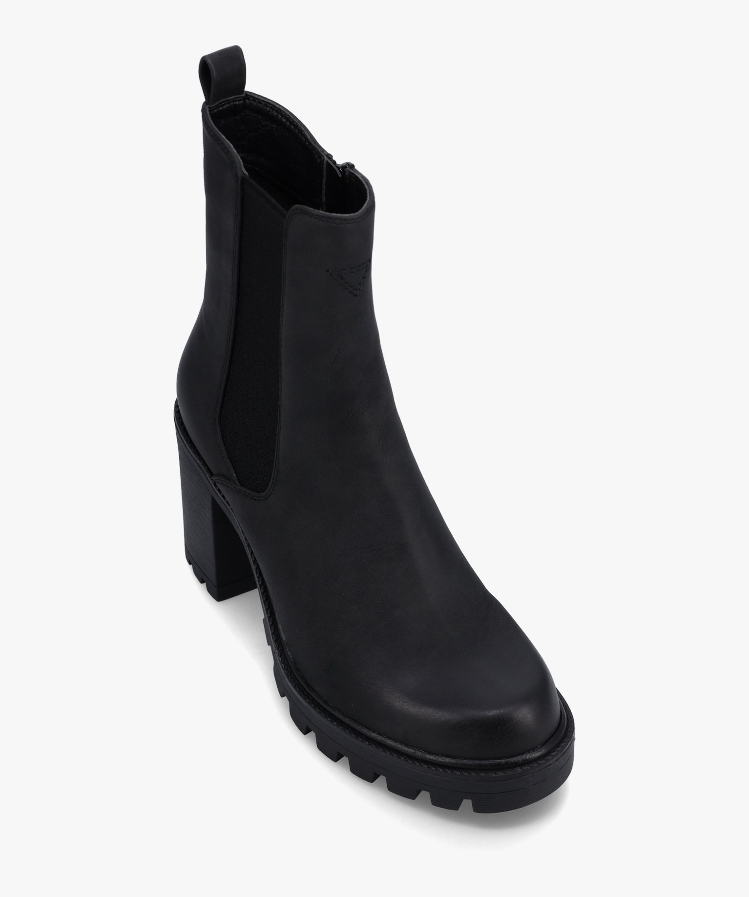 Boots femme Chelsea à talon et semelle crantée noir | GEMO