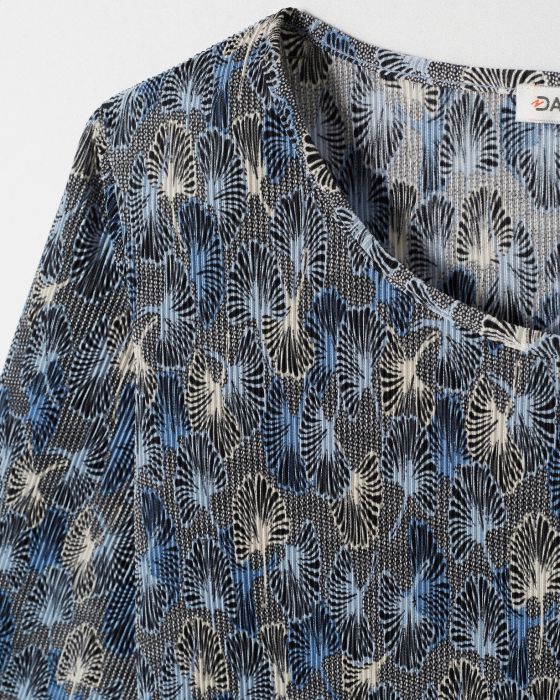 Top en maille plissée manches courtes