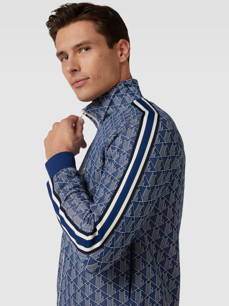 Sweatjacke mit Stehkragen in dunkelblau