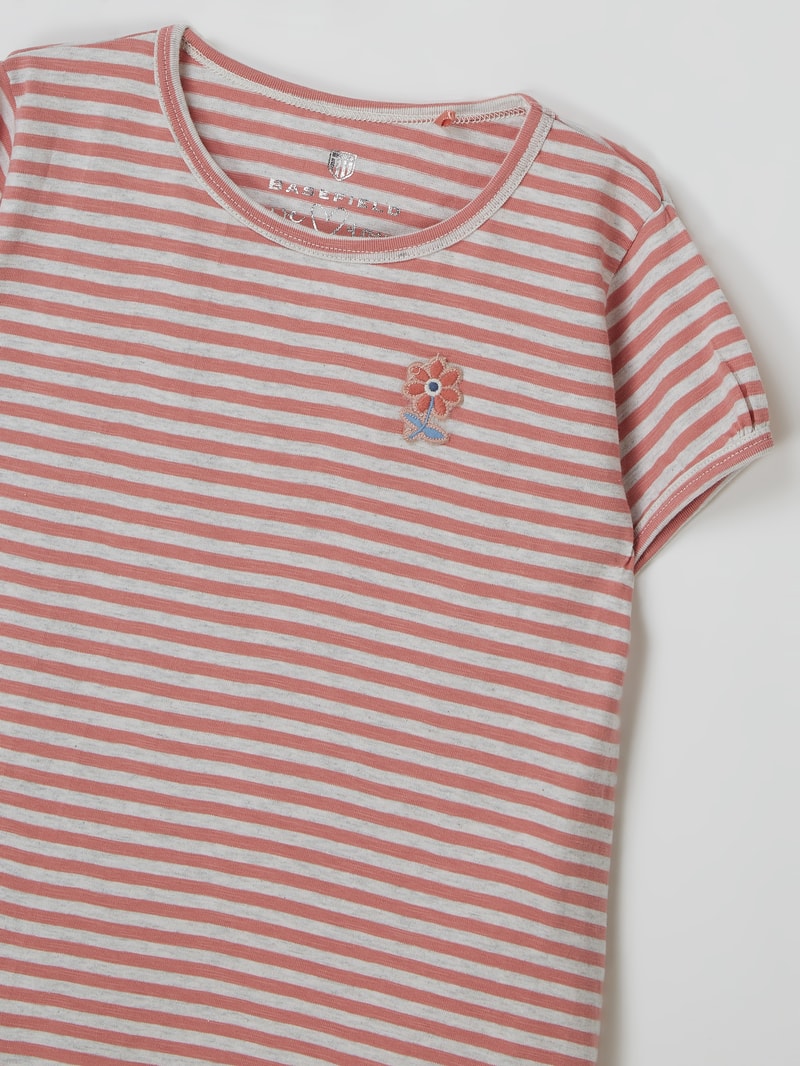 T-Shirt mit Volantsaum in koralle