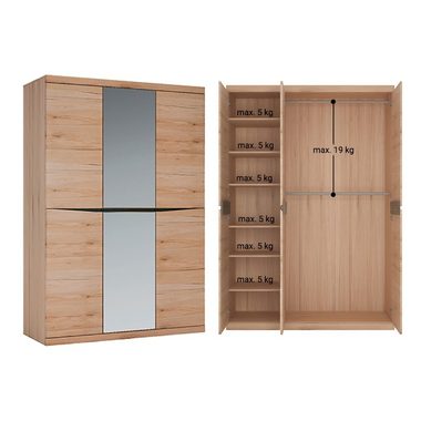 Lomadox Schlafzimmer-Set SANFORD-129, (Spar-Set, 5-St), San Remo Eiche hell Nb., Softclose, Bettkasten, 2 Kleiderstangen