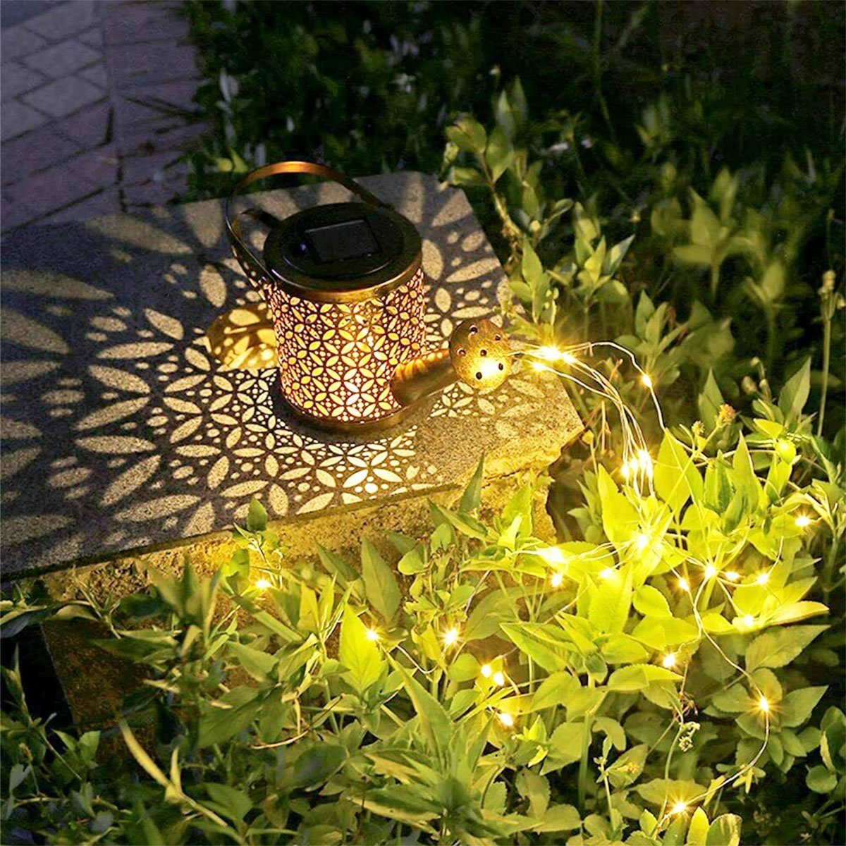 oyajia LED Solarleuchte Star Shower Gartendeko Gießkanne Lichter - Solar LED Art Light Ständer, LED fest integriert, Warmweiß, LED Solarleuchte Außen Duschlicht, Gießkanne Licht, für Rasen Yard Path