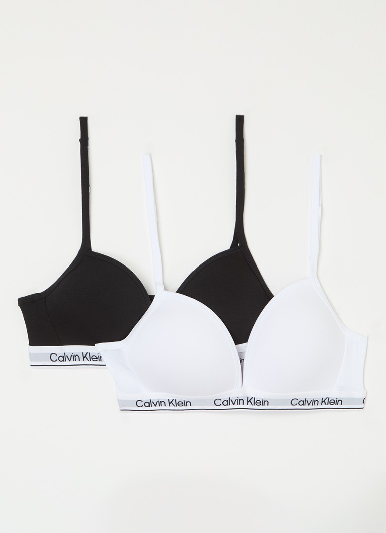 Calvin Klein Padded bralette with logo band in 2-pack