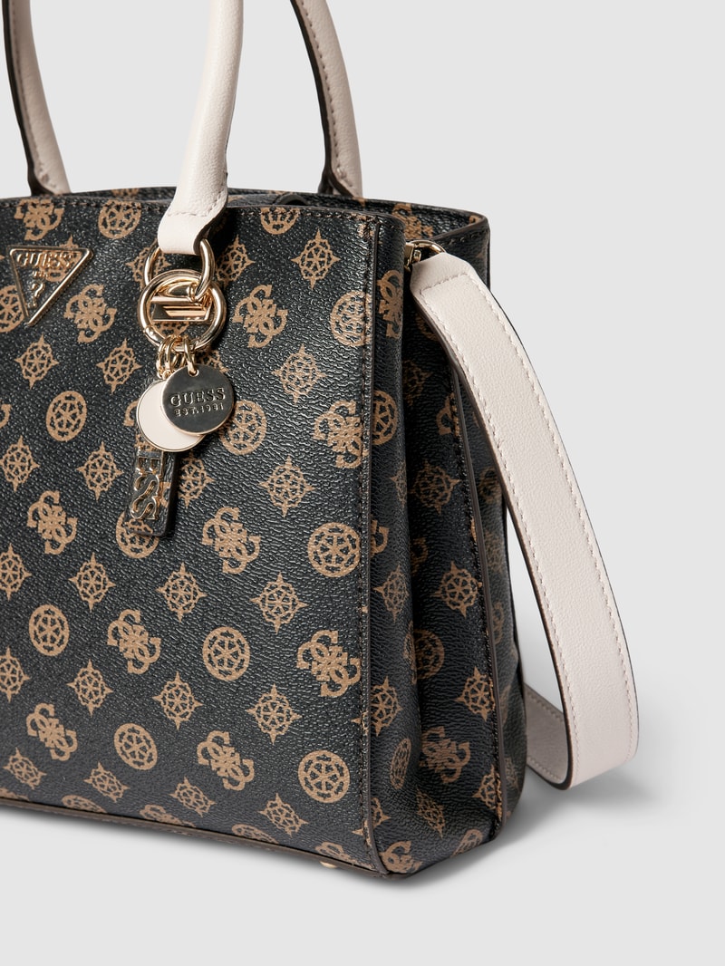 Handtasche mit Allover-Muster Modell 'NOELLE' in mittelbraun